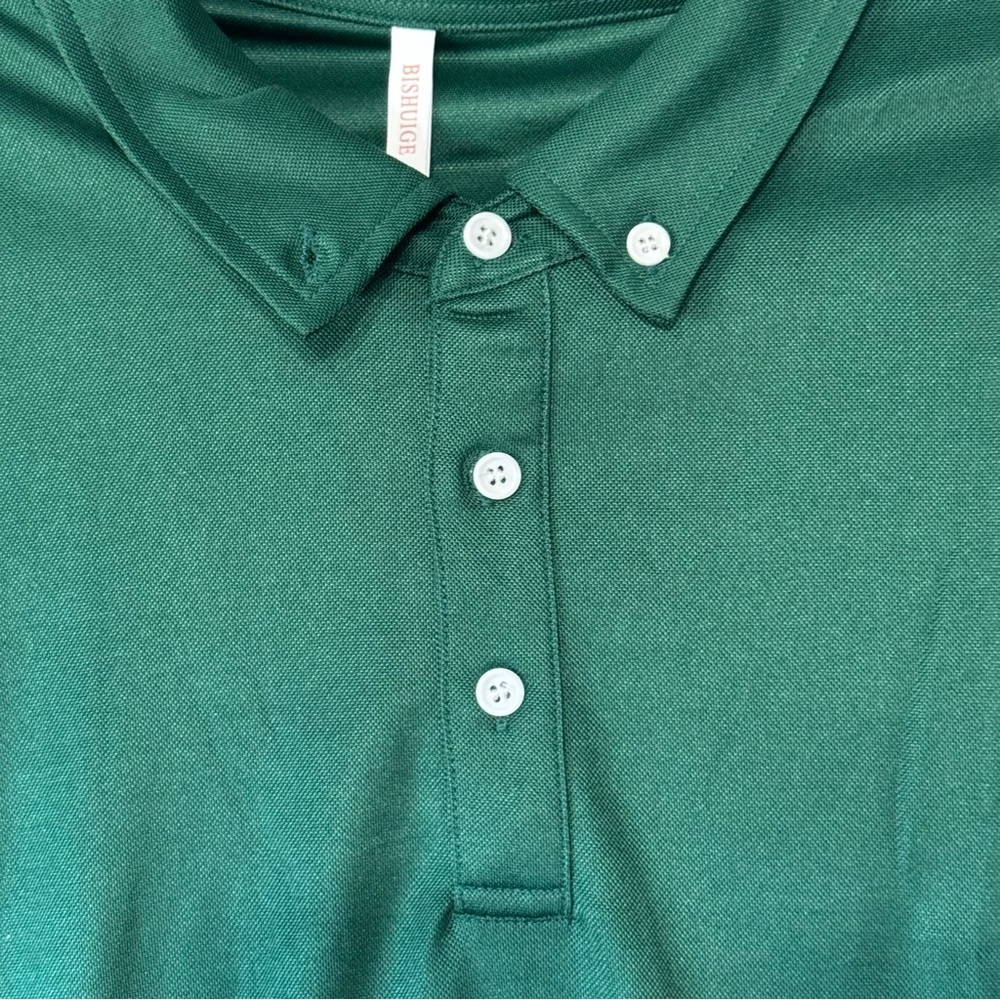 Bishuige Womens Green Long Sleeve Polo Shirt Size 3XL NWT Office Business Career - Picture 3 of 7
